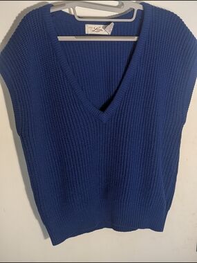 Vintage 70's 80s Blue Chunky Knit Sweater ✨ Little Lisa Ltd Retro Cobalt Blue M